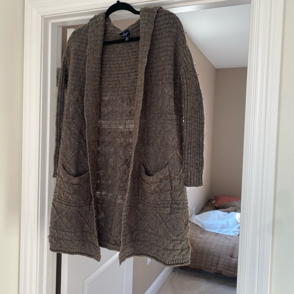 American Eagle Outfitters Brown Knit Cardigan
